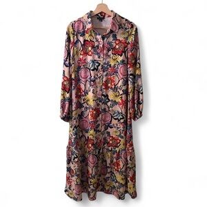 Halogen Pink Floral Buttoned Maxi Dress